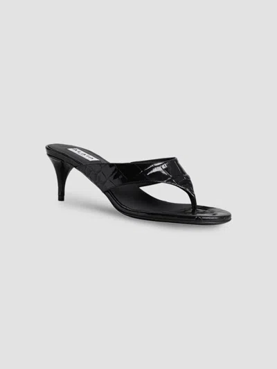 Alaïa Women's 55mm Crocodile Embossed Thong Mules In Noir