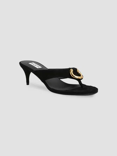 Alaïa Women's 55mm Suede Thong Mules In Noir
