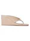 Alaïa Cube 75 Suede Wedge Thong Mules In Neutral