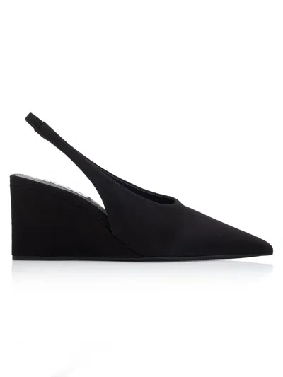 ALAÏA WOMEN'S 75MM SUEDE SLINGBACK WEDGE MULES