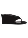 Alaïa Alaia Black Suede Goat Leather Wedge Thong Mules In Black