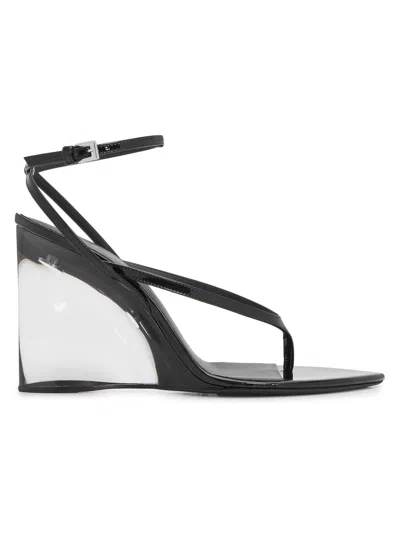Alaïa Patent Leather Wedge Sandals In Black