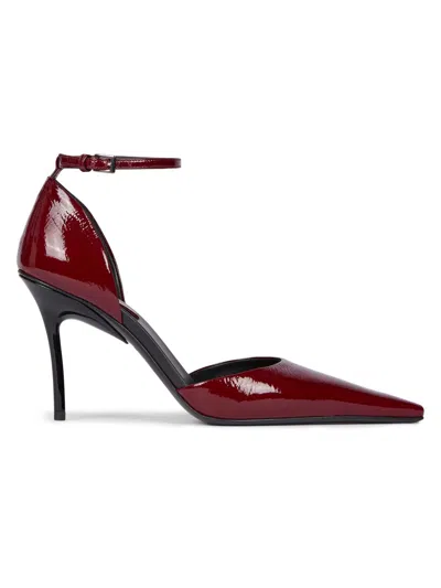 Alaïa D'orsay 90 Glossed Textured-leather Pumps In Red