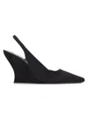 Alaïa Wave Mules Suede Wedge Heel Pointed Toe In Black