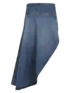 Alaïa High Waist Asymmetric Raw Edge Denim Skirt In Blue