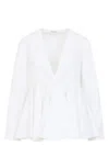 Alaïa Flared Long-sleeved Shirt In White