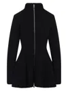 Alaïa Ribbed Wool And Cashmere-blend Peplum Cardigan In Black