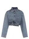Alaïa Cropped Denim Jacket With Classic Collar