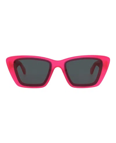 Pre-owned Alaïa Women's Alaia Squareframe Recycled Acetate Sunglasses In Fuchsia Fuchsia Grey (aa0070s/30014377/003)
