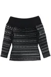 Alaïa Boat Neck Vienne Motif Long Sleeve Top In Black