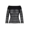 Alaïa Boat Neck Vienne Motif Long Sleeve Top In Black