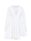 Alaïa Womens Spiral-belt Pleated Cotton-poplin Mini Dress Blanc