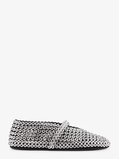 Alaïa Alaia Women Ballet Flats Suede And Rubber Ballerinas With Glass Eyelets In Silver