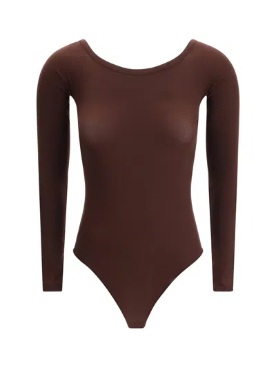 Alaïa Women Bare-shouldered Bodysuit In Brown