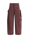 Alaïa Women Barrel Cargo Pants In Burgundy
