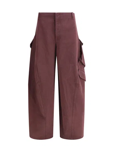Alaïa Women Barrel Cargo Pants In Burgundy