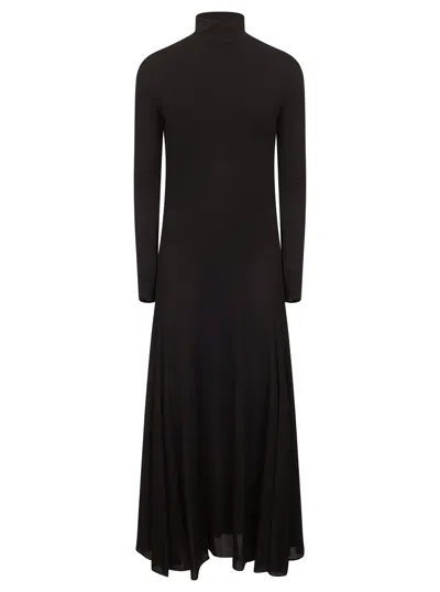 ALAÏA ALAÏA WOMEN BLACK FLUID JERSEY HEAR MIDI DRESS