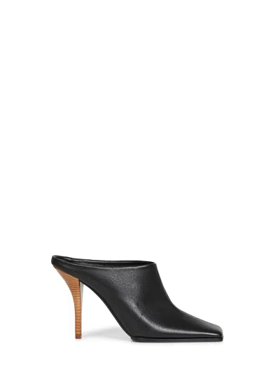 Alaïa Women Black Leather Square Mules In Multi