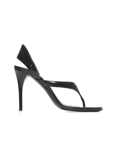 Alaïa Women Black Patent Leather Thong Sandals