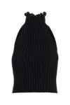 Alaïa Ribbed-knit Halter Top With Wavy Finish In Black