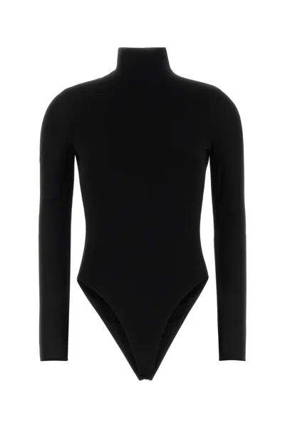 Alaïa Viscose Heart Cutout Long-sleeve Bodysuit In Black