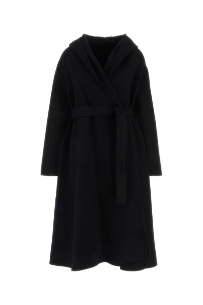 Alaïa Alaia Women Black Wool Coat In Blue