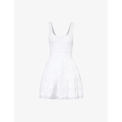 Alaïa Alaia Womens Blanc Optique Crinoline Round-neck Stretch-woven Mini Dress In Blanc Optique