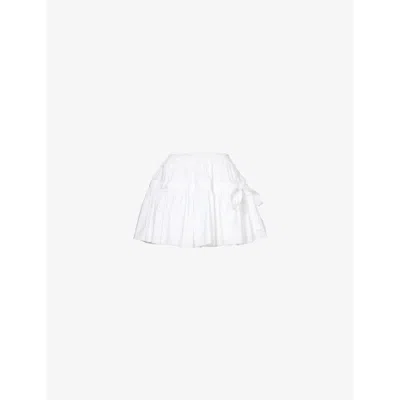 Alaïa Alaia Womens Blanc Pleated Flared-hem Cotton Midi Skirt