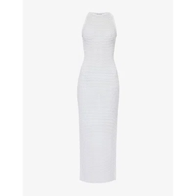 Alaïa Alaia Womens Blanc Slim-fit Round-neck Knitted Maxi Dress
