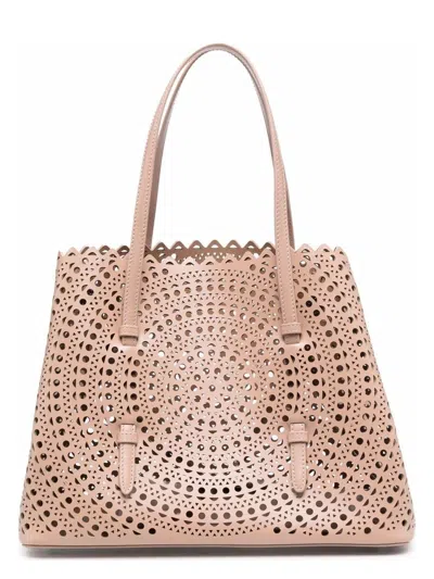 Alaïa Women's Bolso Mina L Nude Troquelado In Sable
