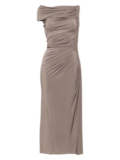 Alaïa Women's Brown Asymmetric Drapped Dress