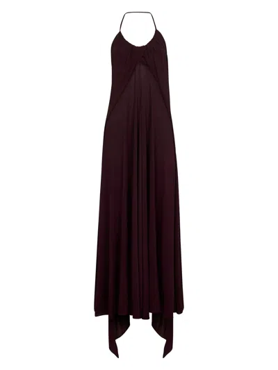 ALAÏA ALAÏA WOMEN BURGUNDY JERSEY LONG CROSS DRESS