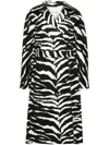 Alaïa Archetypes Belted Leather-trimmed Zebra-print Denim Trench Coat In Black