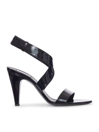 Alaïa Brun Metal Mirror-effect Leather Cone Sandals In Black
