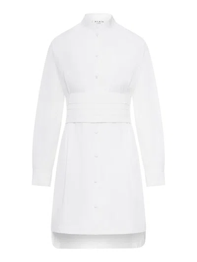 Alaïa Alaia Women Cotton Poplin Wallet Dress In White