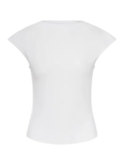 Alaïa Alaia Women Cotton T-shirt With Cap Sleeves In Neutral