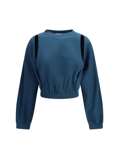 Alaïa Women Crewneck Sweatshirt In Blue