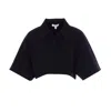 Alaïa Womens Noir Alaia Crop Short-sleeves Knitted Polo Top In Black