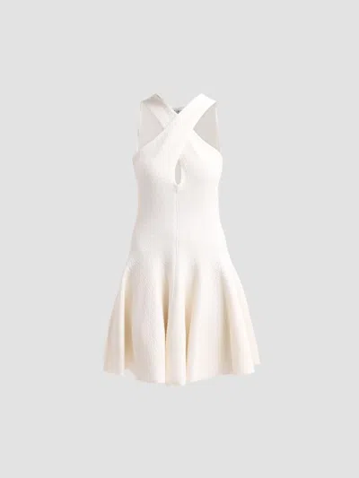 Alaïa Women's Crossed Compact Knit Mini Dress In Neutral