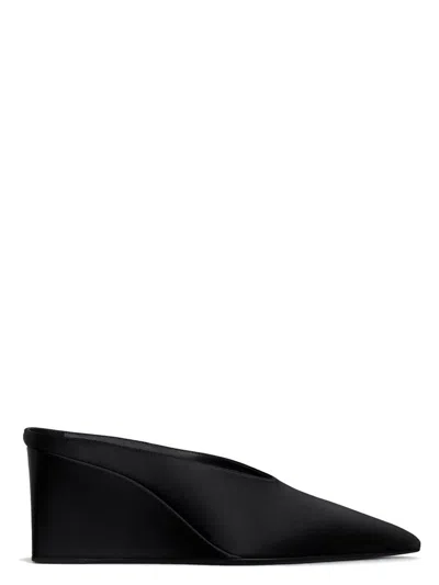 ALAÏA WOMEN'S CUBE WEDGE SATIN MULES