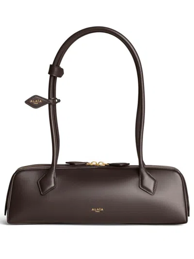 Alaïa Women Dark Brown Le Teckel Medium Shoulder Bag In Black