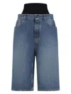 Alaïa Women's Denim Shorts With Knitted Waistband In 525
