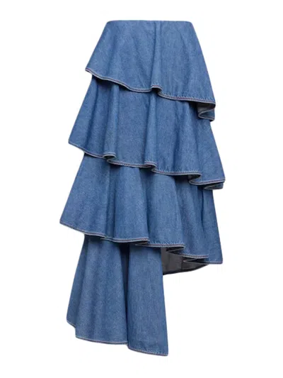 ALAÏA ALAIA WOMEN DENIM SPIRAL SKIRT