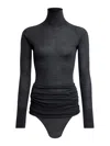 Alaïa Draped Knitted Bodysuit In Black