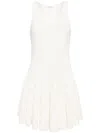 Alaïa Flared Skater Mini Dress With Lace Detail In White