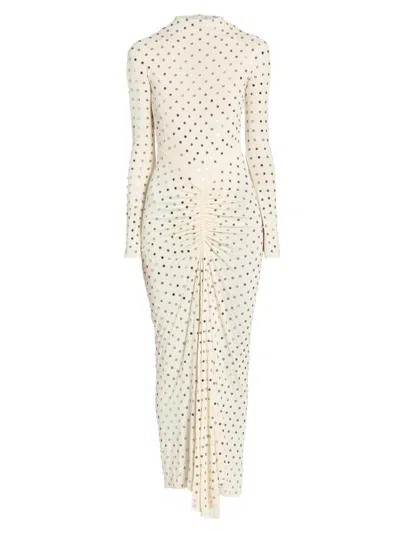 Alaïa Women's Embellished Draped Long-sleeve Jersey Dress In Neutral