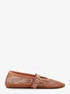 Alaïa Alaia Women Fishnet Ballet Flats With Leather Profiles In Orange