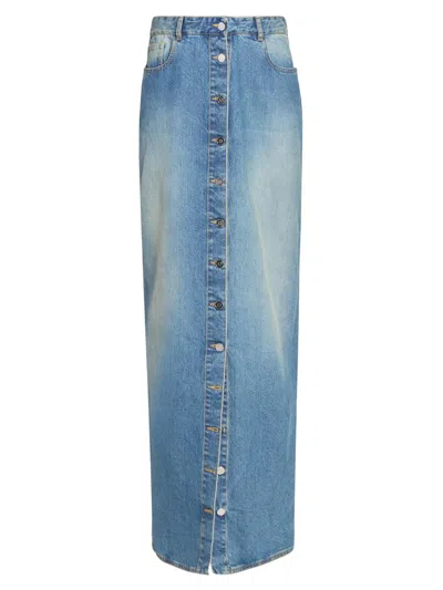 Alaïa Women's Five-pocket-style Denim Column Skirt In Blue