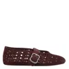 Alaïa La Ballerine Suede Mary Jane Flats In Red