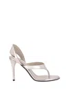 Alaïa Laminated Leather Sandals In Silver